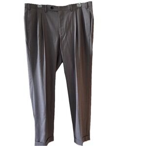 Lauren Ralph Lauren Mens 36x30 Gray Pleated Front Cuffed‎ Bottom Dress Pants